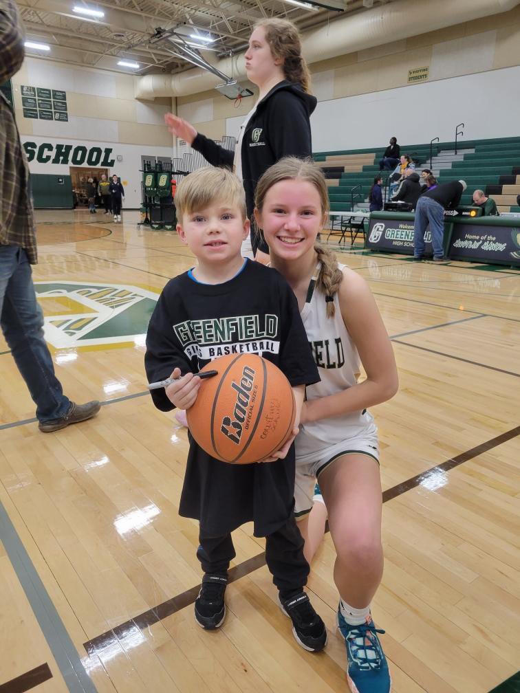 One of Court’s biggest fans came ready to get her autograph last night 💚 Equipt with his own ball and sharpie!  She is one lucky girl to have such an awesome support crew ❤️<a href="/CourtneySchuk/">Courtney Schuk</a> <a href="/HawksGreenfield/">Greenfield Hawks Girls Basketball</a> <a href="/Greenfield_SD/">School District of Greenfield</a> <a href="/AUSpartanWBB/">AU Spartan WBB</a>