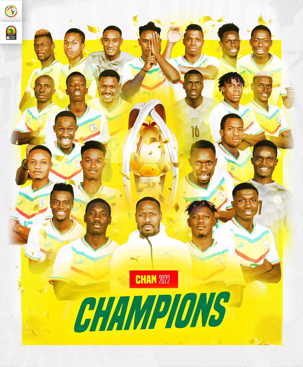 𝙇𝙊𝙊𝙆 𝙒𝙃𝙊 𝙒𝙀 𝘼𝙍𝙀, 𝙒𝙀 𝘼𝙍𝙀 𝙏𝙃𝙀 𝘾𝙃𝘼𝙈𝙋𝙄𝙊𝙉𝙎  🇸🇳🇸🇳🇸🇳🇸🇳🇸🇳🇸🇳

#TeamSenegal | #CHAN2022