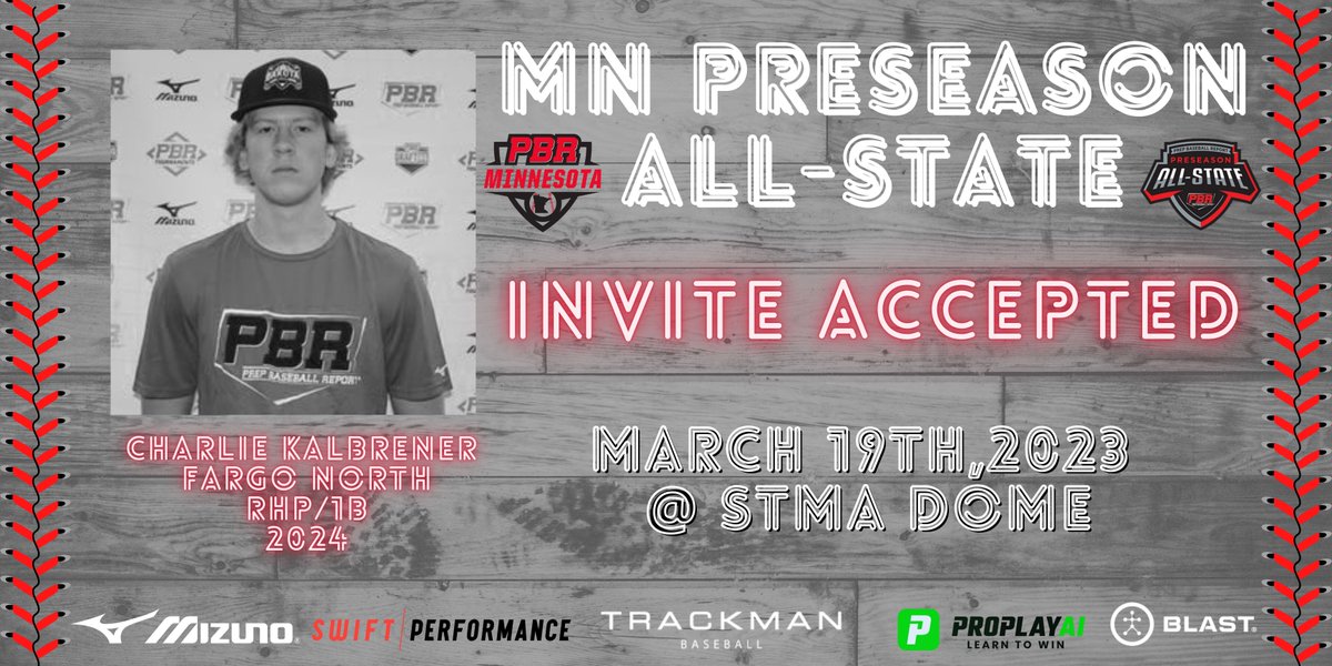 PrepBaseballMN's tweet photo. 🚨 Invite Accepted 🚨

Preseason All-State

'24 Charlie Kalbrener, RHP/1B, Fargo North

@chuckk_16 
@FNHbaseball 
@fargo_post2 https://t.co/LzAOLKJlP4