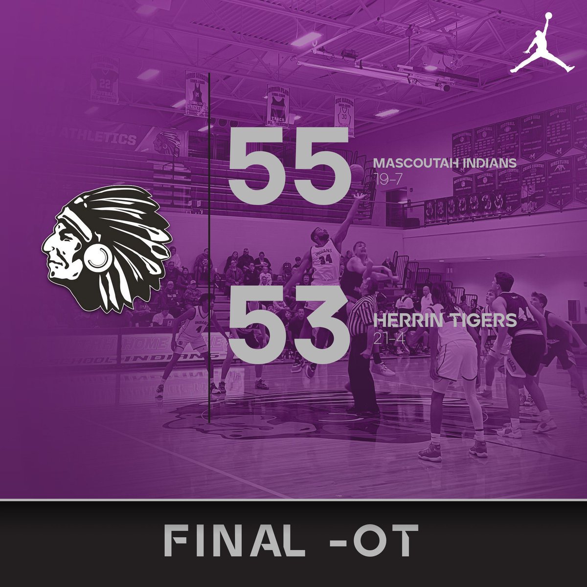 Indians with a HUGE win in the Benton Shootout over state ranked Herrin! What a performance by kids and coaches after playing a big game last night , 15 hours later a great win on a long road trip!!