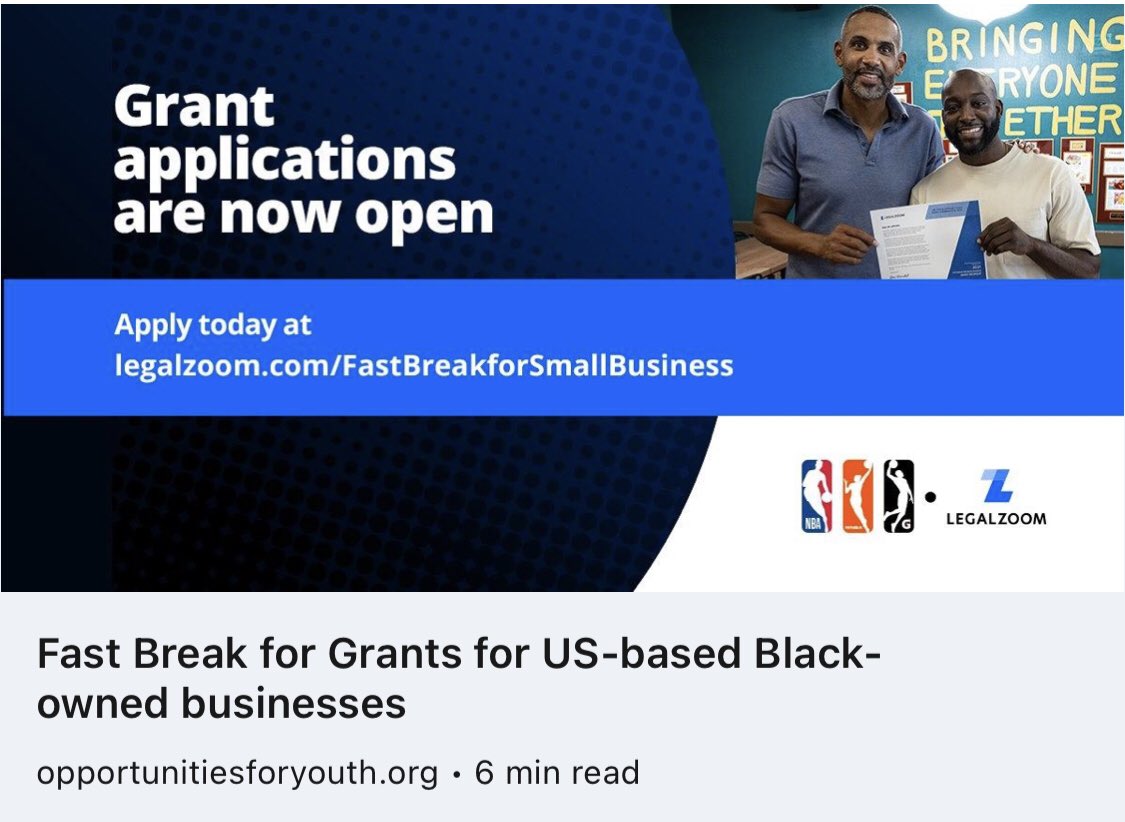 opportunitiesfy's tweet image. 📢 Calling all Black entrepreneurs 📢

#FastBreak4SmallBiz is back!

Applications are open now. Apply today or share with a friend! bit.ly/3JAlDV8

#entrepreneurs