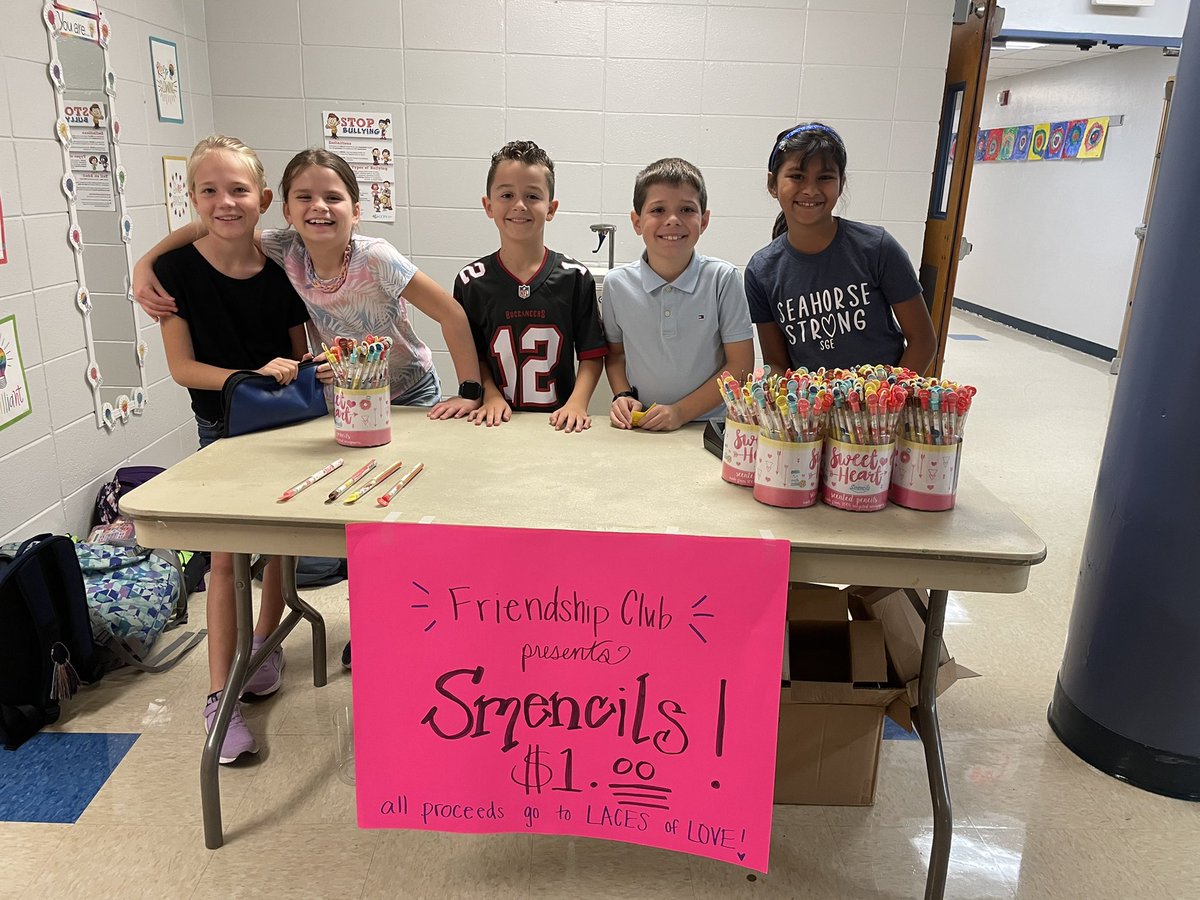 KatieCarney317's tweet photo. Smencil Sales were a hit! Friendship Club sold them for $1 with all proceeds going to Laces of Love💗✏️! Selling again on Monday @SeaGateES @Smencils @LacesofLove #FriendshipClub #KindnessMonth #communityserviceproject https://t.co/CtRhH41jLu