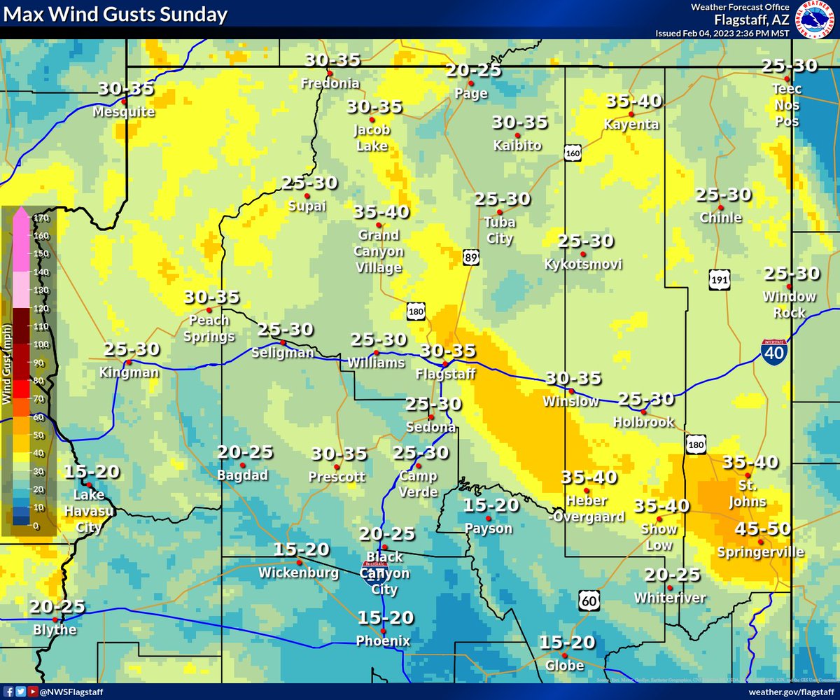 NWS Flagstaff on Twitter "Windy conditions are expected to develop