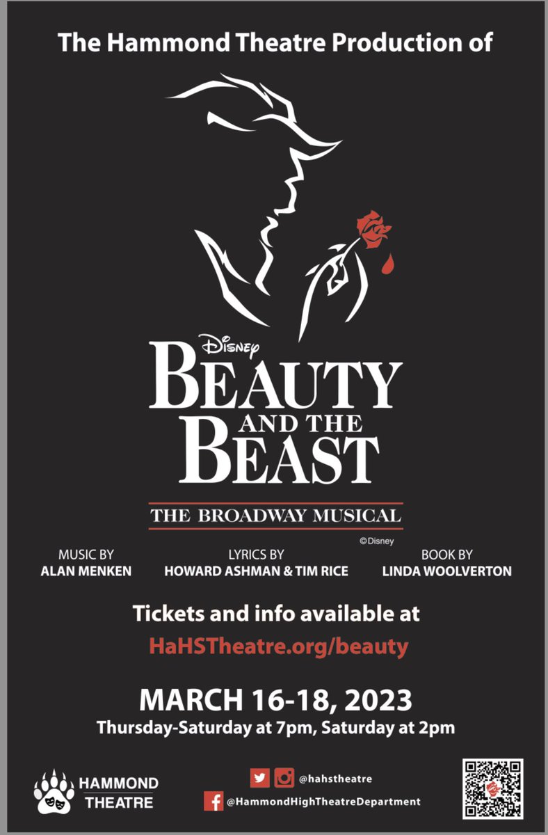 Ticket sales are now live for the <a href="/hcpss_hahs/">Hammond High School</a> musical performing in 6 weeks! Visit hcpss.booktix.com/view/96/9631f2… to purchase your tickets 🎭🎟️🐻