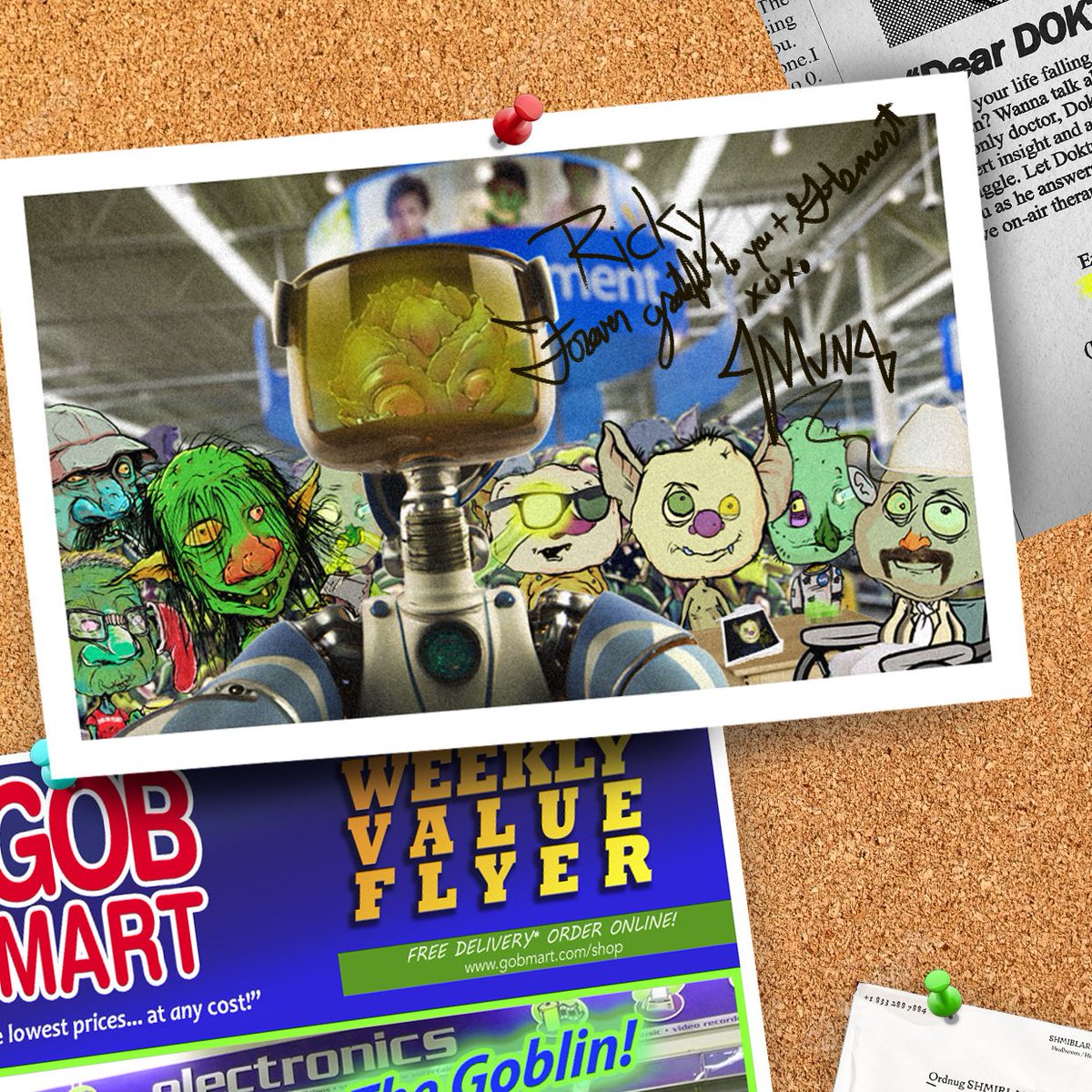 To ALL my friends in <a href="/goblintown/">goblintown</a> who came down to Gob-Mart last night to meet my dear friend <a href="/munqthegoblin/">Munq</a> , THANK YOU! I will look at this photo fondly every day on my lunch break!

We may need to tweak C.A.B.B.A.G.E. Bot's "selfie" function... he left some gobs out of frame!