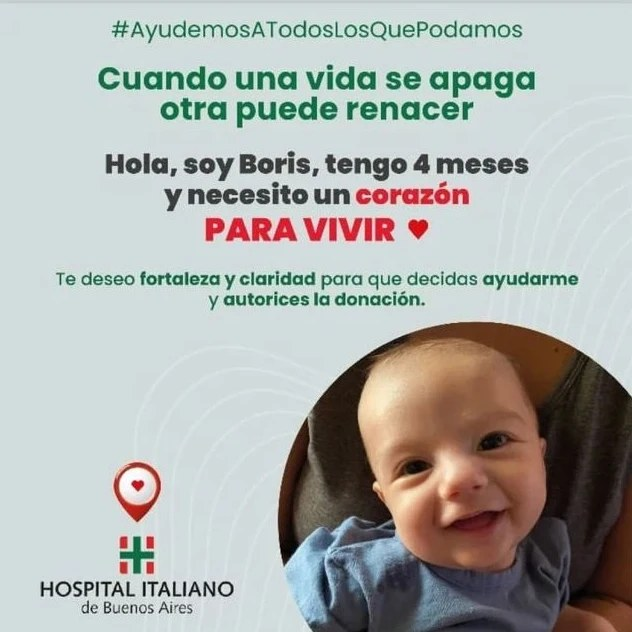 Por favor, retuiteen, tal vez encontremos un corazón para este nenito. Tiene 4 meses, se llama Boris, está internado en el Hospital Italiano.