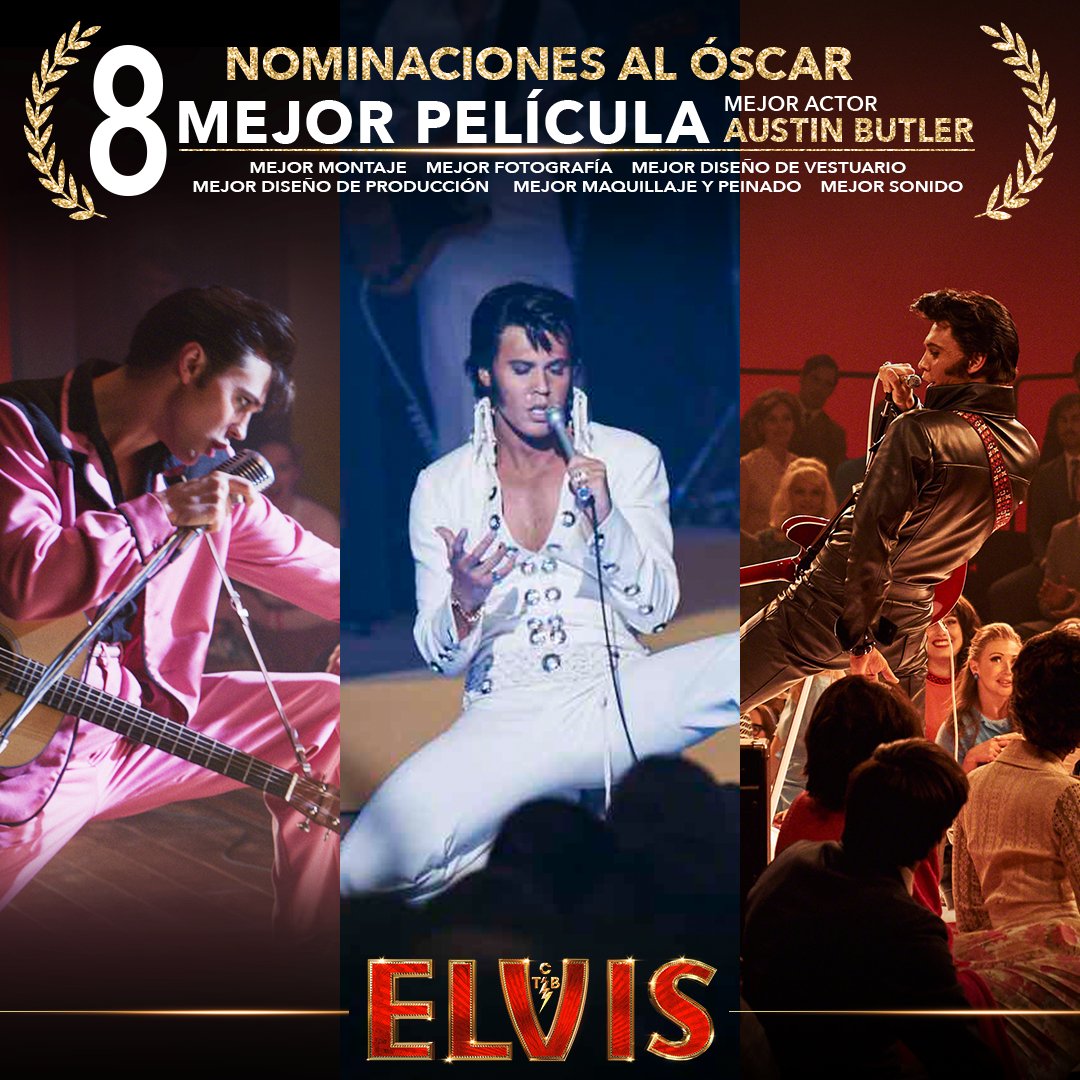 Felicitaciones a #ElvisPelícula por ser honrada con 8 nominaciones a los Premios de la Academia® por:
Mejor película: Baz Luhrmann, Catherine Martin, Gail Berman, Patrick McCormick, Schuyler Weiss