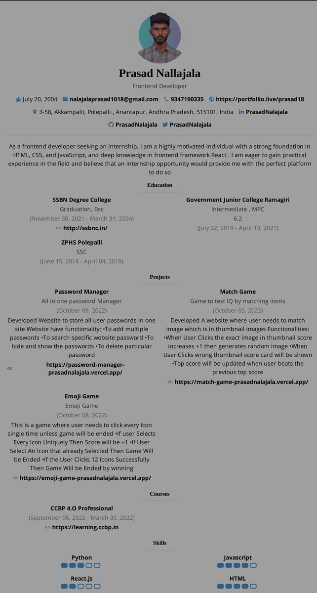 PrasadNalajala's tweet image. Suggest me for an web development internship 
TIA!

#frontendintern 
#internship