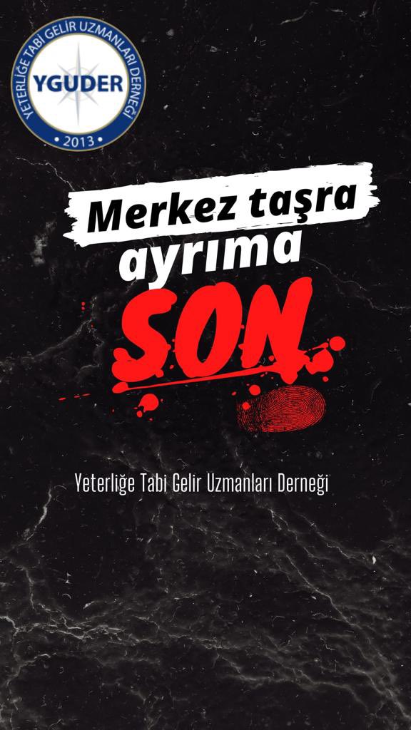 Kariyer meslek grubu olduğu halde kariyer imkanı kısıtlanan, ücret ve özlük hakkı merkez-taşra ayrımı ile geride bırakılan YT Gelir Uzmanları daha önce olduğu gibi ayrımın kaldırılmasını istiyor.
#YTGelirUzmanlarınaAdalet
<a href="/RTErdogan/">Recep Tayyip Erdoğan</a> <a href="/NureddinNebati/">Dr.Nureddin NEBATİ🇹🇷</a> <a href="/fuatoktay/">Fuat Oktay</a>