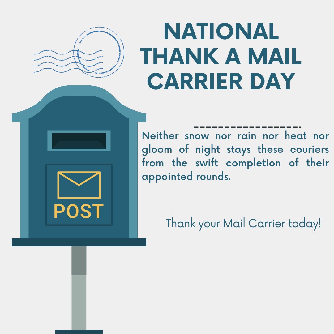 Today is National Thank A Mail Carrier Day!  Thank your Mail Carrier today!  #upsp #postalproud #postalworkers #mailman #nationalthankamailcarrierday