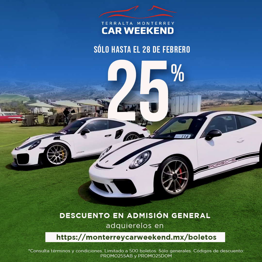 car_weekend's tweet photo. Adquiere tus boletos y no olvides usar el código de promoción. Tienes hasta el 28 de febrero 😉 https://t.co/TYBKJtCuM1
-
#monterreycarweekend #autoexperience #carshow #Lifestyle #autoshow #autosdeportivos #carrosclasicos #exclusive #supercars #monterrey #saltillo #mexico https://t.co/48kZ87fxgI