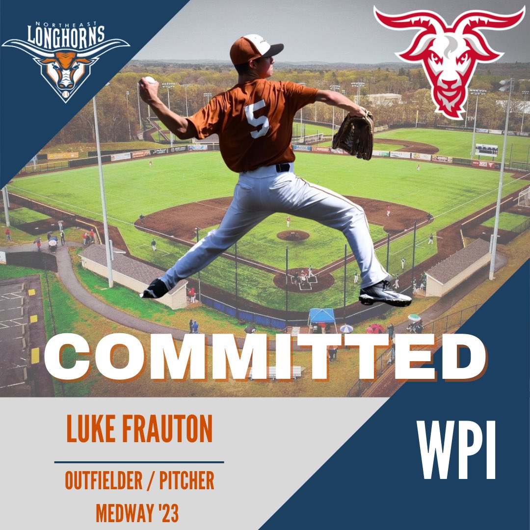 Congratulations to Luke Frauton (OF/P, Medway HS ‘23) on his commitment to WPI!!

@lukefrauton 
 
#NELonghorns #WPI #GoatNation #CollegeBaseball #Committed #LFG