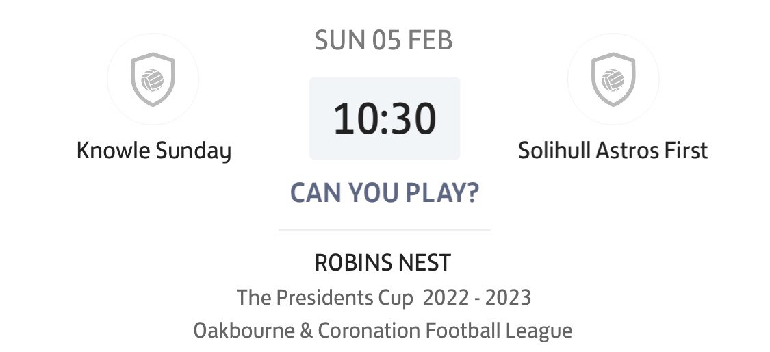 Knowle Sunday FC tweet media