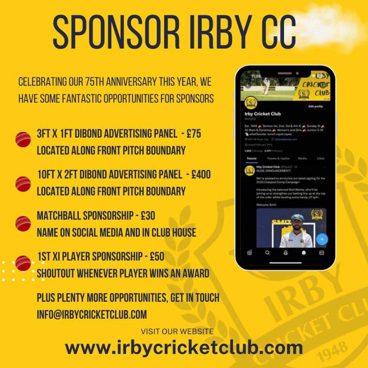 IrbyCC's tweet photo. Fancy a shoutout? Becoming a part of our wonderful group of Sponsors might be the thing for yourself or your company!

Have a check on our website for more details on how you can quickly be a part of our community for as little as £30!

#sponsor #wirral #localbusiness #merseyside https://t.co/8Dr0hrmZc5