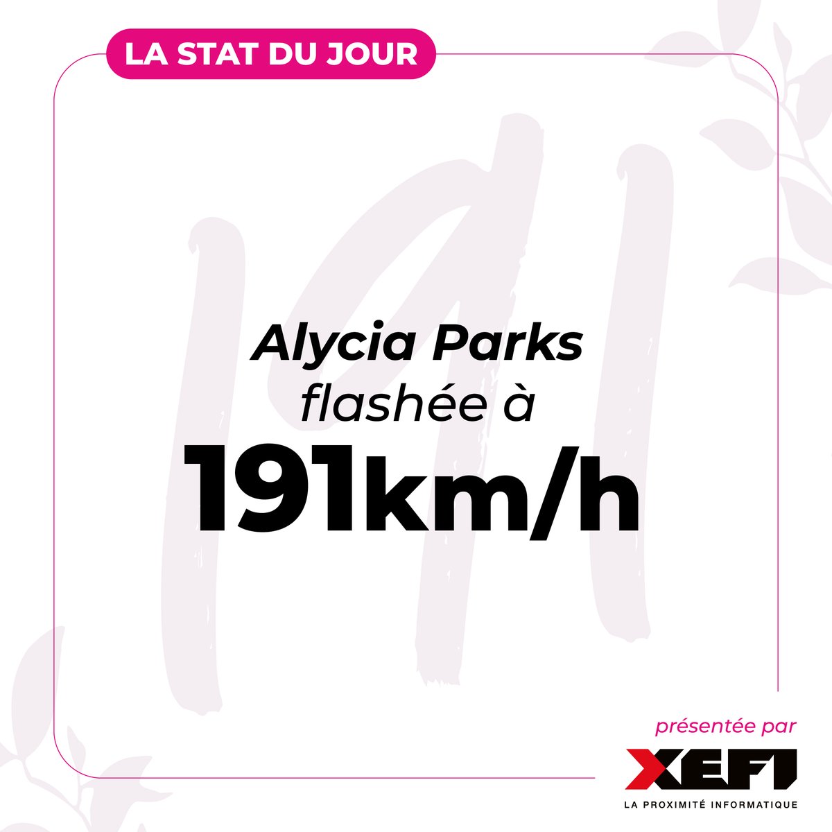 📊 LA STAT DU JOUR 📊

📈 La stat du jour vous est présentée par notre partenaire <a href="/XEFI_France/">XEFI</a> !

⚡191km/h : La vitesse atteinte par Alycia Parks au service en demi-finale ! Une arme redoutable dont Caroline Garcia devra se méfier pour aller chercher le titre !

#wta #wta250