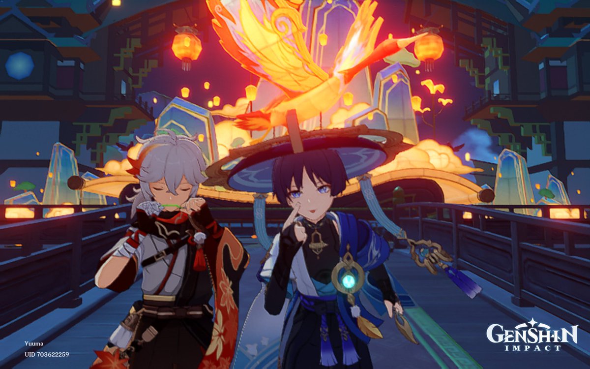 Ayaa0_o's tweet photo. Mi bestie y yo, un año más sacando fotitos de nuestras shipps, culposas o no, en el rito de las linternas antes de que finalice!
Mi Scar prechiocho y su Kazuha hermosho❤️🩵
#GenshinImpact #ritodelalinterna #liyue https://t.co/toAPI7KTzI