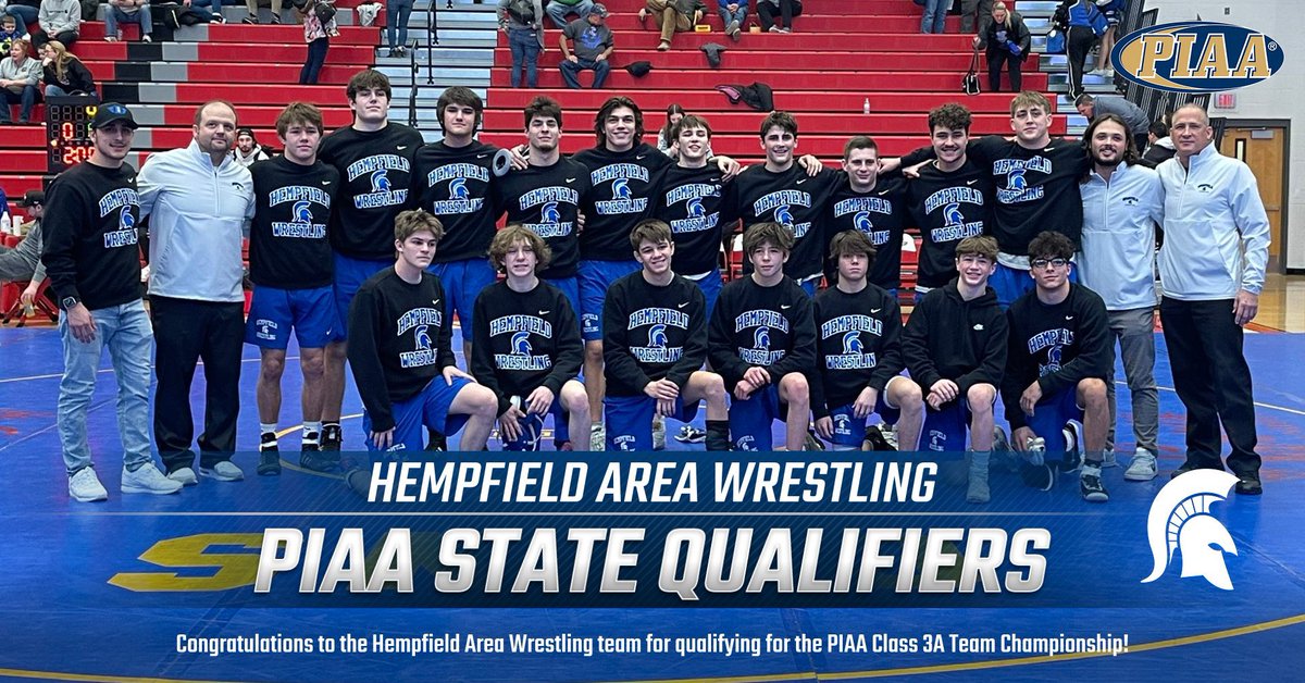 Congratulations to the Hempfield Area Wrestling team for qualifying for the PIAA Class 3A State Wrestling Championship in Hershey, PA!