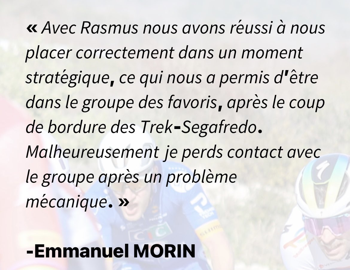 cicprocyclingac's tweet photo. 👇🏼👇🏼💬 @Emmanuel__Morin 

#EDB2023 https://t.co/hWBlm2By6b