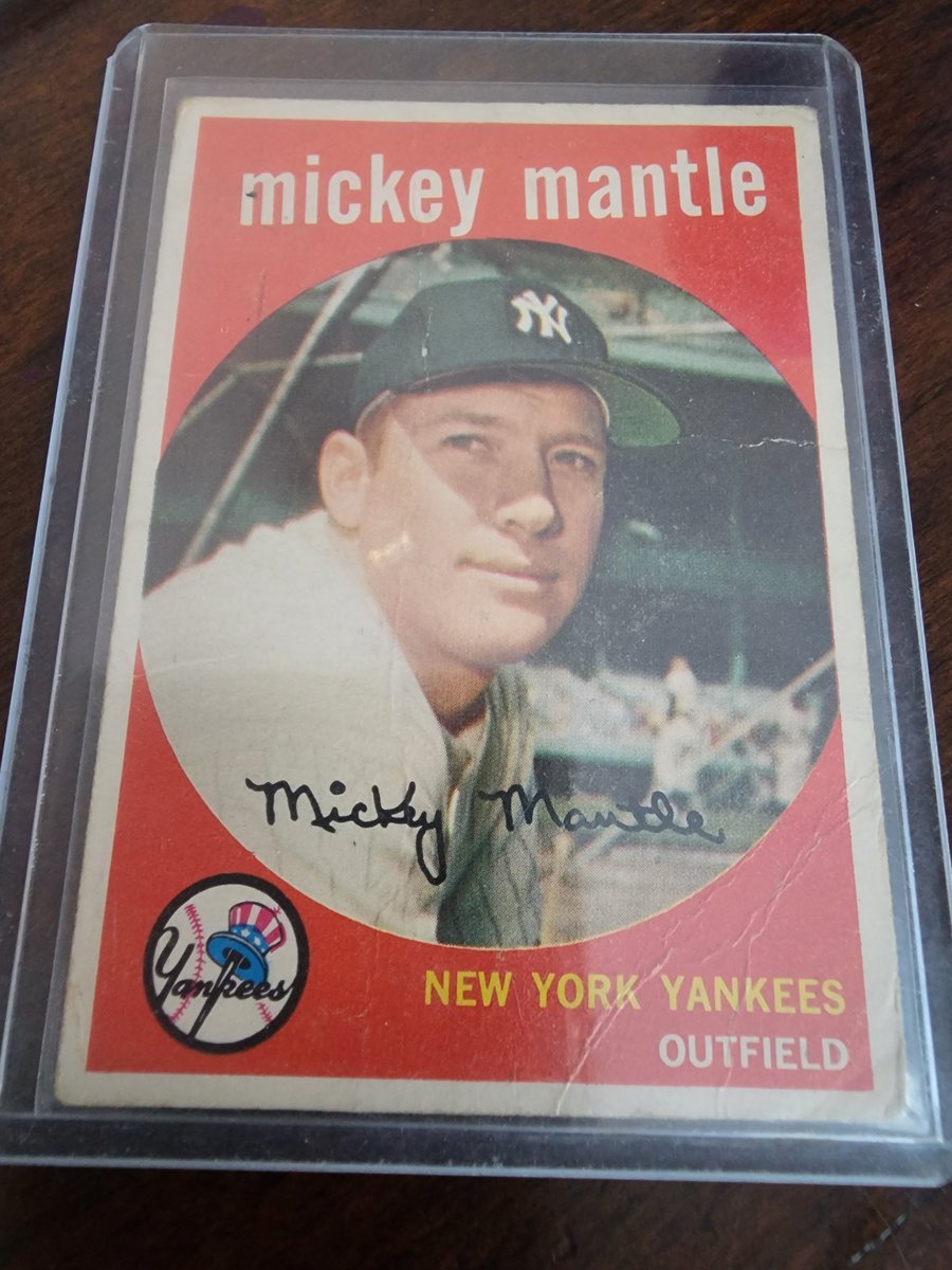RealFreeMartin's tweet photo. Found this looking through some cards with my boys recently. They are like "Dad, burn that thing, it's a Yankee". I'm like "gimme that", I will be shipping that to PSA! It might only get between a 3 or 6 but it usually increases value to Slab em. https://t.co/H7xqLP0FT0