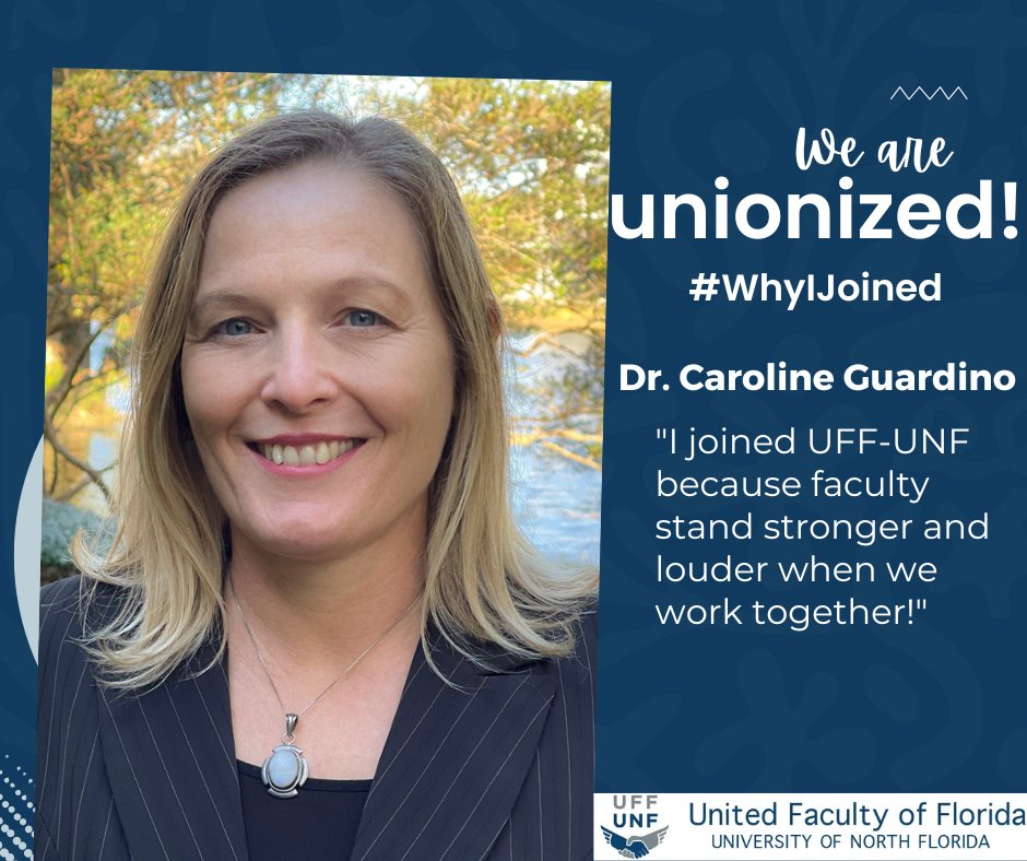 UFF_UNF's tweet image. The #WhyIJoin campaign is all about why we joined the union. Today, Dr. Caroline Guardino, Professor of Deaf Education, shares her powerful reason.