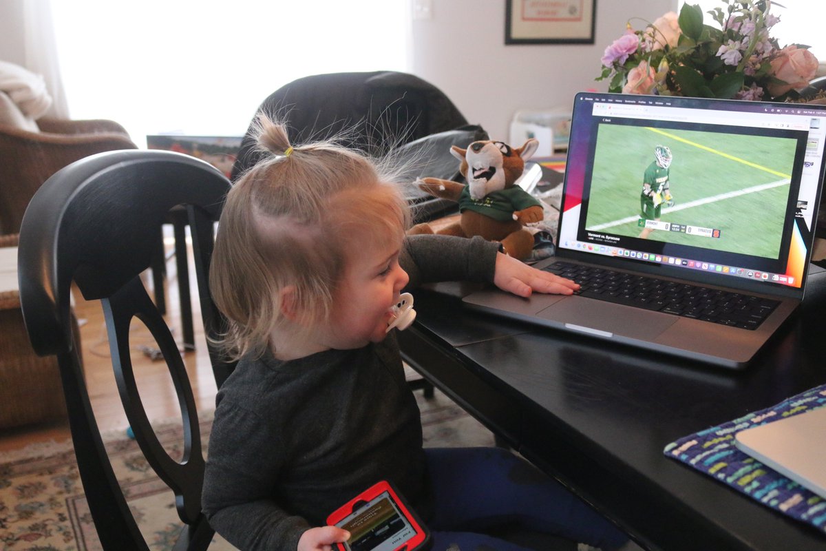 NichHall's tweet photo. Weren't able to make the #NGWSD celebration at Patrick this afternoon but Mary Jane has her @Rally_Catamount doll &amp; cell phone ready for SID coverage of @UVMmlax with a side of @UVMmhockey prep. Following @UVMSkiing live results &amp; watching @UVMwbb too!
#SheRoars https://t.co/hYuovFqX0e