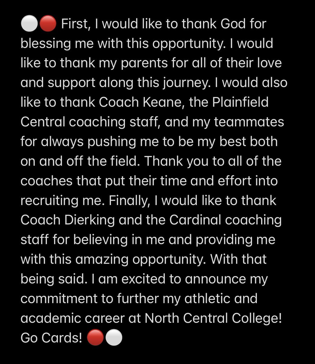 Excited to announce my commitment to join the reigning National Champions! ❤️❤️ #CatsUp #GoCards #CardinalRED #WeAreNc 
@football_ncc @CoachDierking @CoachSpence_NCC @NCC_Athletics 
@CoachKeanePHS @MkruszWildcats