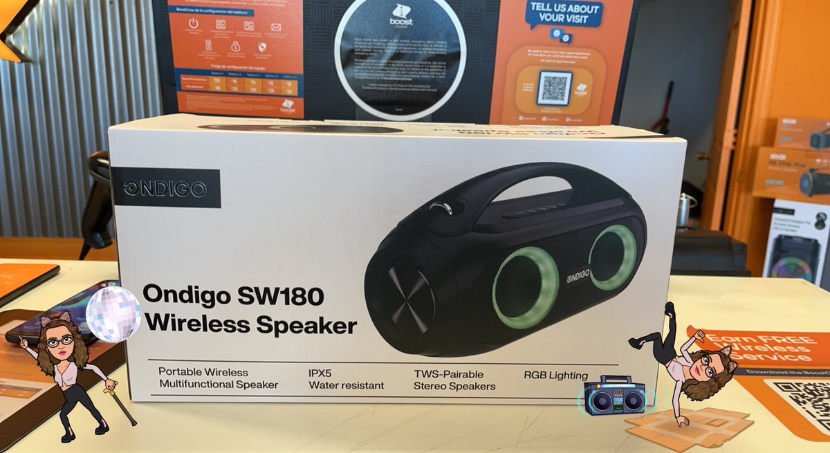 🔥hot item🔥 the ondigo SW180 is the perfect speaker for any occasion. with LED lights, awesome sound, &amp; water resistance you can bring it any &amp; every where! stop by your local boost mobile to check one out today