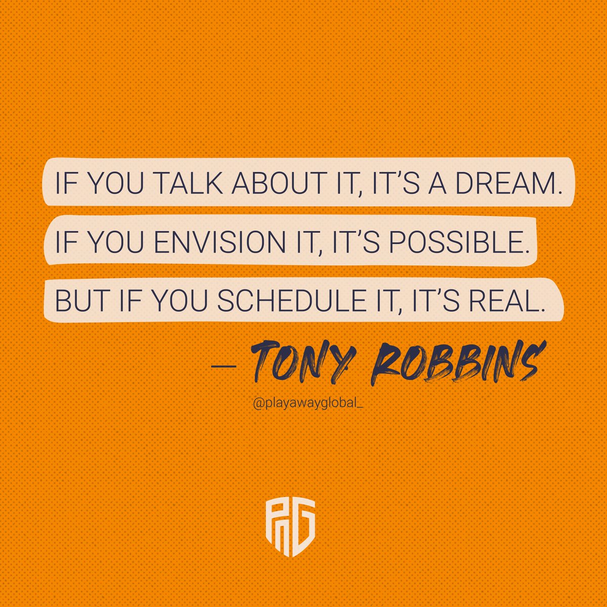 PlayAwayGlobal's tweet photo. Learn to schedule your time and achieving your goals becomes a simple battle between action vs time.

What's your secret to accomplishing your goals?

#goalsetting https://t.co/haVuuWspAc