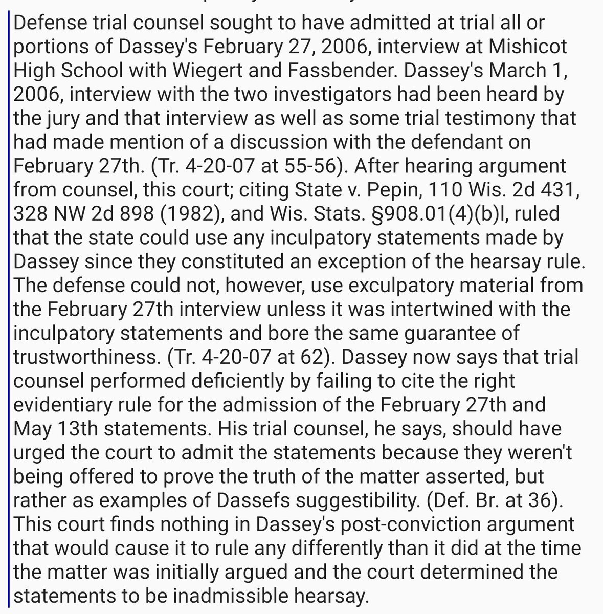 Judge Fox refusal to allow the defence to present exculpatory material from the Feb 27 and May 13 statements left Brendan with no way to defend himself. 

#freebrendandassey
#brendandassey
#MakingaMurderer
#BringBrendanHome