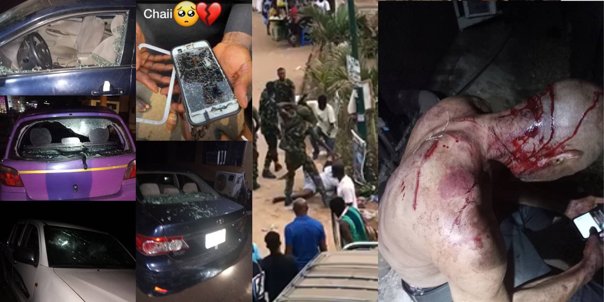 SaharaReporters's tweet photo. IN CASE YOU MISSED IT: Nigerian Soldiers Brutalise Students Of University of Benin, Damage Several Vehicles On Campus | Sahara Reporters https://t.co/fHCxiRXbSB https://t.co/P8puDXzNrQ
