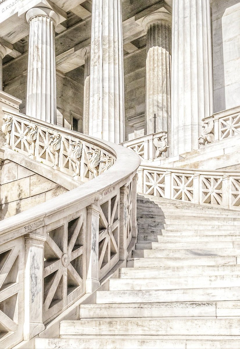 Old National Library in Athens (1887-1891), designed as a Doric temple and built almost entirely of marble.