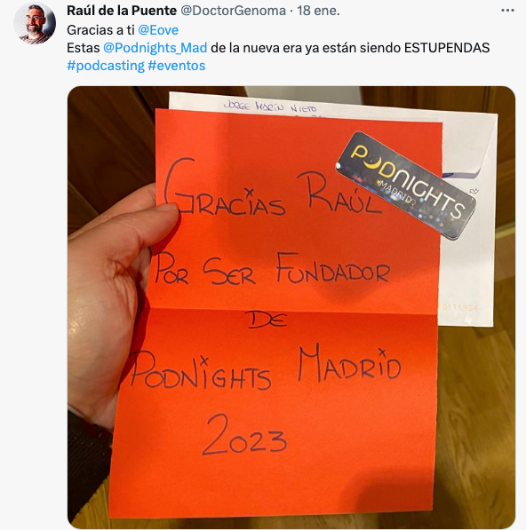 Cuando <a href="/Labienpe/">Blankita!!!</a> preparó los sobres y las cartas escritas a mano para enviar los pack fundador del crowdfunding de <a href="/Podnights_Mad/">Podnights Madrid</a> tuve mis dudas si eso haría parecer q el evento perdía profesionalidad