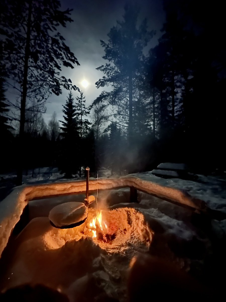 Kintaudella piti komeettaa katsella, mutta heikko pilviverho peitti näkyvyyden. Pakkasta 18 astetta, olisi kelvannut jäädä laavuun nukkumaan ja kuuntelemaan puiden pauketta. Talven tuntua.