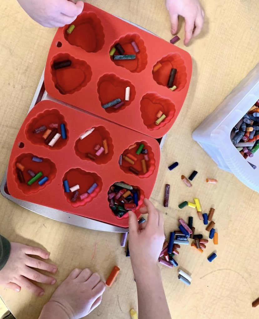 We’ve been working the small muscles in our hands & wrists as we peeled the paper and broke the pieces even smaller with this fun project. Using small broken crayons is great for encouraging children to use a proper grip so we continue to use them but we have so many. #finemotor