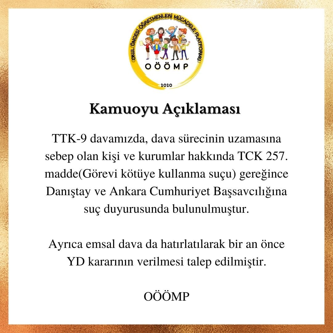 Okul Öncesi Öğretmenleri Mücadele Platformu tweet media