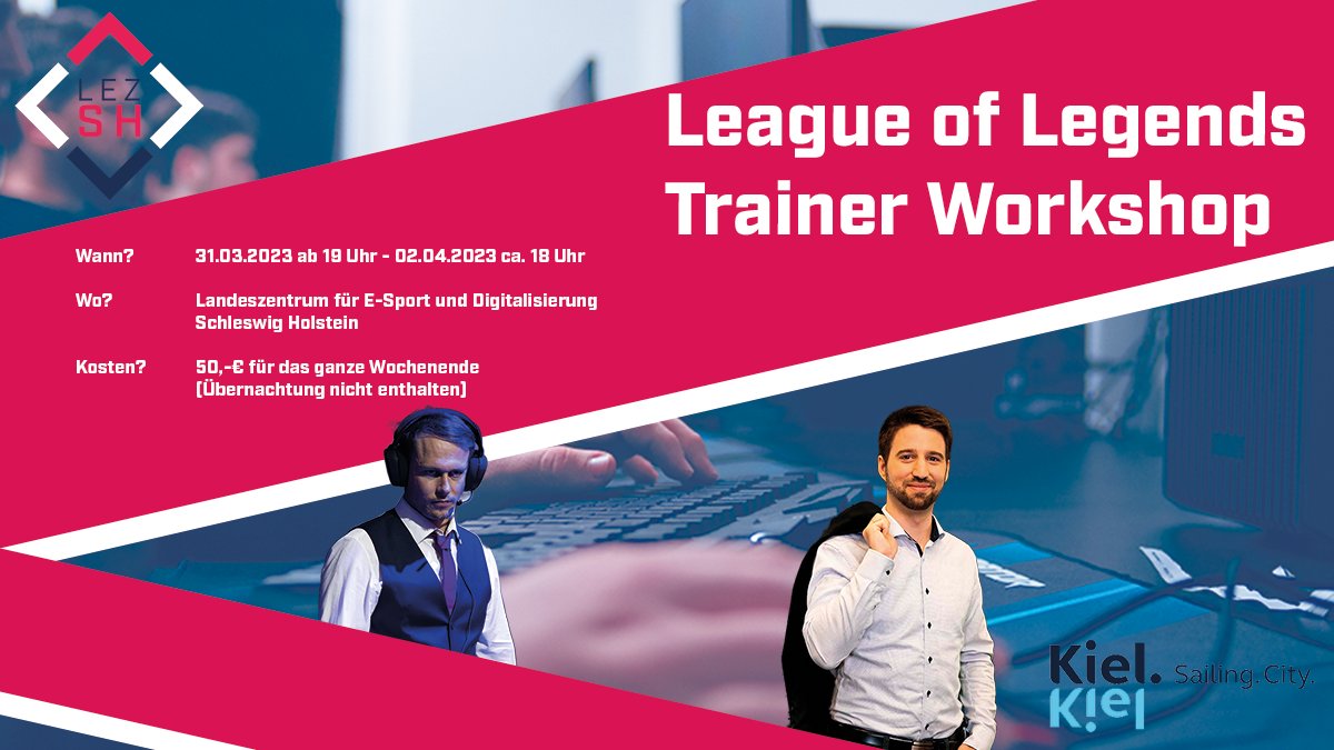 LEsportZ_SH's tweet photo. Du willst deine League Coaching Skills verbessern? Dich hat schon immer interessiert wie die Profis arbeiten? Dann ist der dreitägige Trainerworkshop im LEZ genau das richtige für dich! Wenn du League begeistert bist, melde dich jetzt an!

https://t.co/FLhMuOGfzS https://t.co/niGRj0qD45