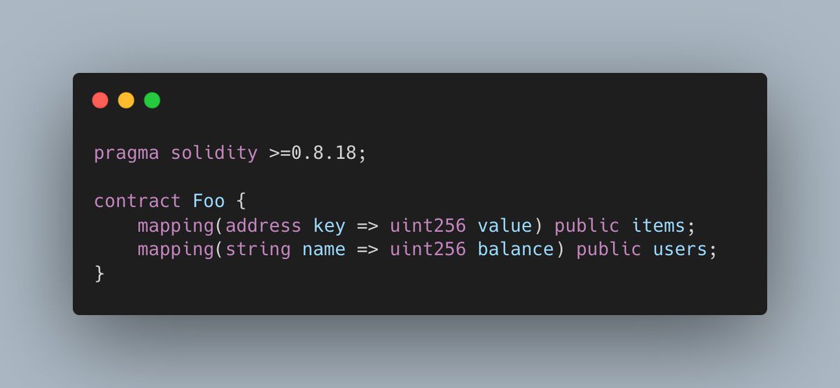 Solidity v0.8.18 just dropped this week, and it comes with an awesome new feature.

Named parameters in mappings!