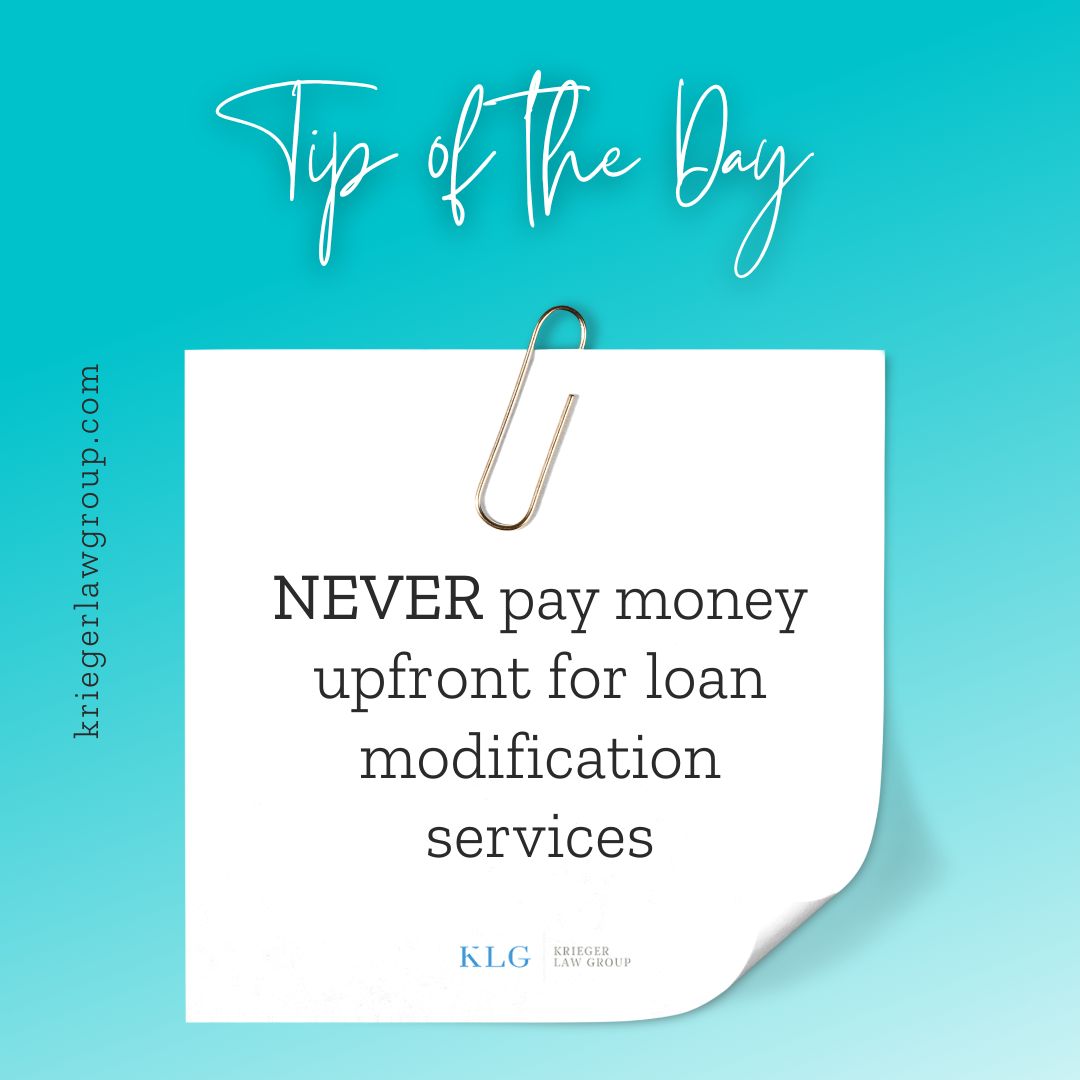 Never pay money up front for loan modification services. Your first consultation should always be free. If someone wants to charge you an up front fee, then go elsewhere.

#loanmodification #loans #foreclosure #realestate #loanapproval #foreclosureattorney #saveyourhome