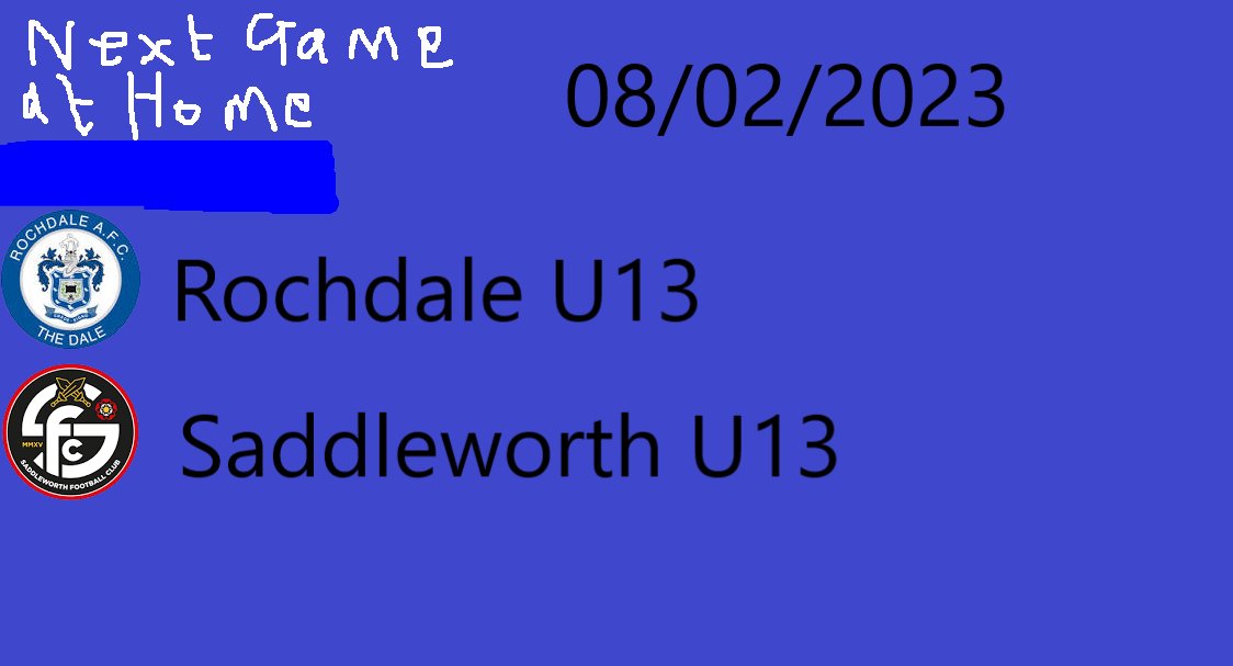 Next home game + next actual game is going to very tough we will be playing Saddleworth U13 who are currently 1st place and Rochdale U13 (my team) are 3rd place. #TitleDecider #SaddleworthU13 #RochdaleU13
#Matchweek #SaddleworthFC #RochdaleAFC #Home
#Away