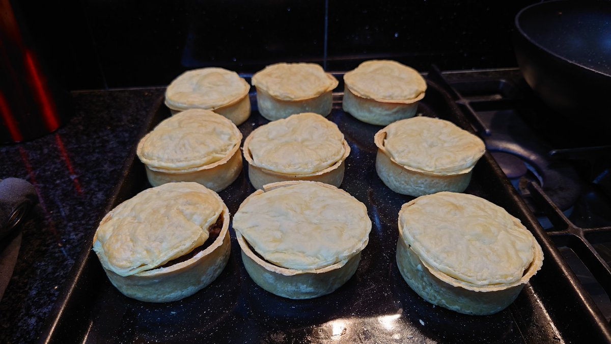 Home made Scotch pies, after watching Scotland beat England at Twickenham (again) on tv. Baked beans on top or to the side?