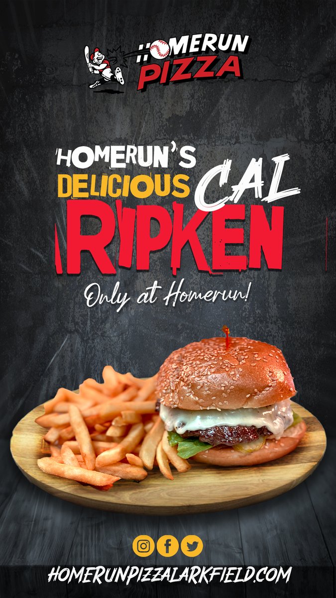 QUOTABLE QUOTE: 'I’m into fitness…fitness whole burger in my mouth!' Get our delicious Cal Ripkin Jr. Burger & Fries for just $12! #communitysupportingcommunity #Pizza #PizzaPizzaPizza #GivingTuesday #pizzaLover #SantaRosa #beer #hrpizza #getknuckleballs #fitness #burgerandfries