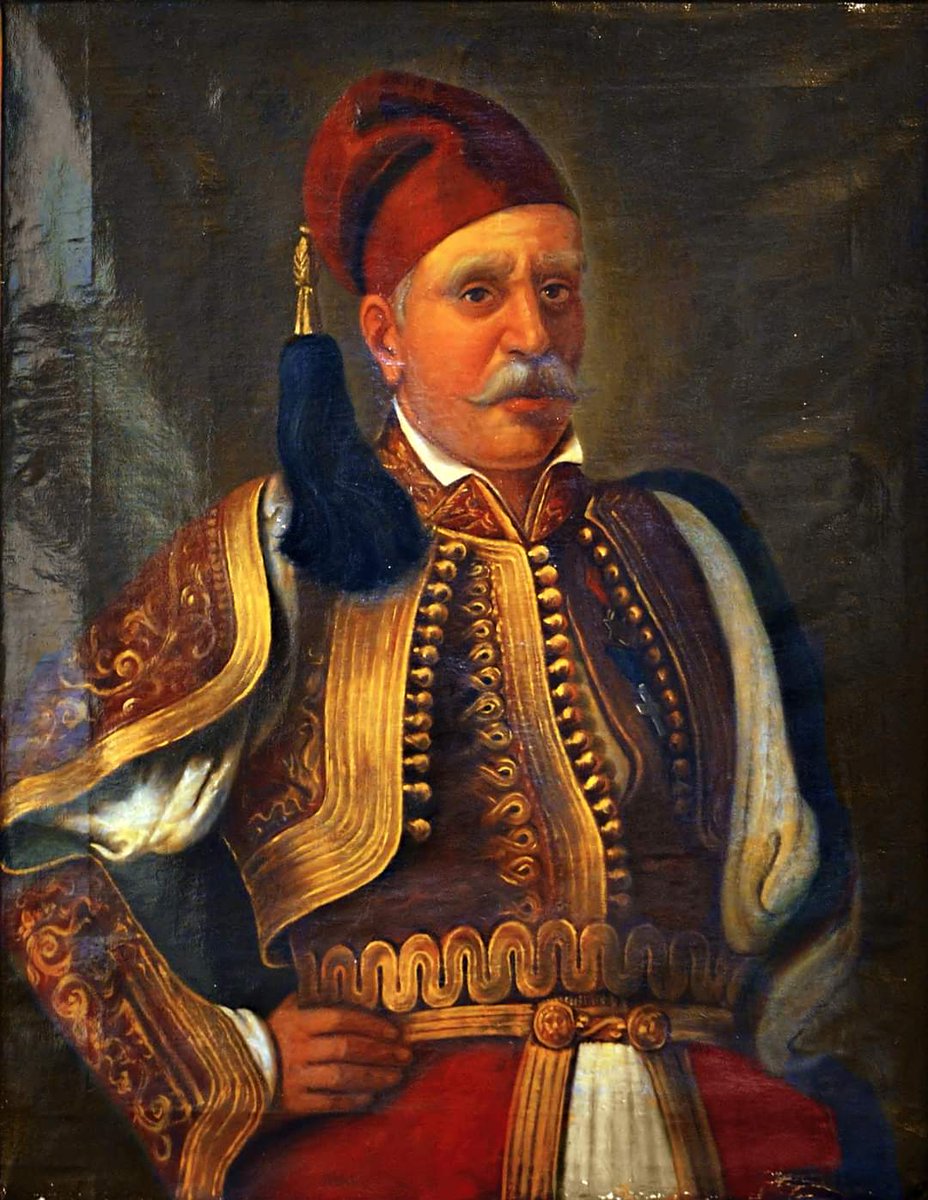 Portrait of 🇦🇱Nikolla Kryezoti🇦🇱 (his name in Greek: Nikolaos Kriezotis) . The Albanian🇦🇱 who lead the Greek🇬🇷 Revolution in 1821. We can observe the albanian traditional dress. #TraditionalDresses #Albanian