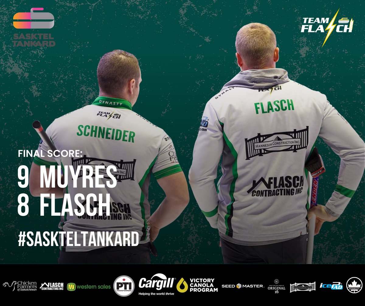 Our run at the #SaskTelTankard has unfortunately come to an end. We would like to send out a big thank you to our friends and family for cheering and to our sponsors for their support! Good luck to the remaining teams, whoever wins will represent Saskatchewan well!

#TeamFlasch⚡️