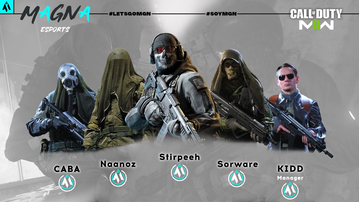 Es la llamada del deber, es nuestra hora de entrar al competitivo de Call Of Duty #MWII.

Este será nuestro equipo para ganar todo en lo que participemos.

¡Bienvenidos!

✅🎮<a href="/Sorwaree/">Kike</a>
🎮✅@NaanozJC
✅🎮<a href="/Stirpeeh/">Javi🐾</a>
🎮✅<a href="/CABA____/">CABA🤟🏼</a>
💼👔@K1DD___

#LetsGoMagna