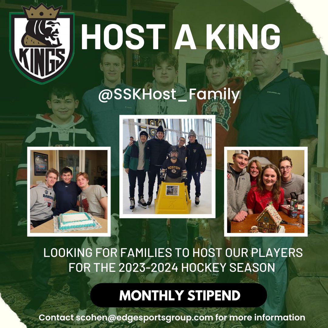 Interested in the @SSKHost_Family program? We are looking for families to host our players for the 2023-2024 hockey season! Very unique experience!

For more information, contact: scohen@edgesportsgroup.com