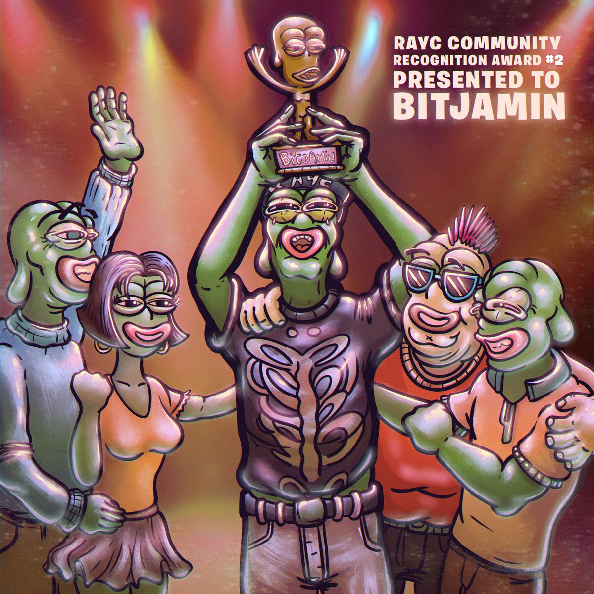 We are extremely proud to present <a href="/Bitjamin/">(Formerly)🌘𝙱𝚒𝚝𝚓𝚊𝚖𝚒𝚗👁⃤ 🪬</a> with the second Apepe Community Recognition Award.

Bitjamin is a shining star &amp; a foundational pillar within the Rare Apepe community.

#RAYC #ACRA #RareApepes

🧵/1