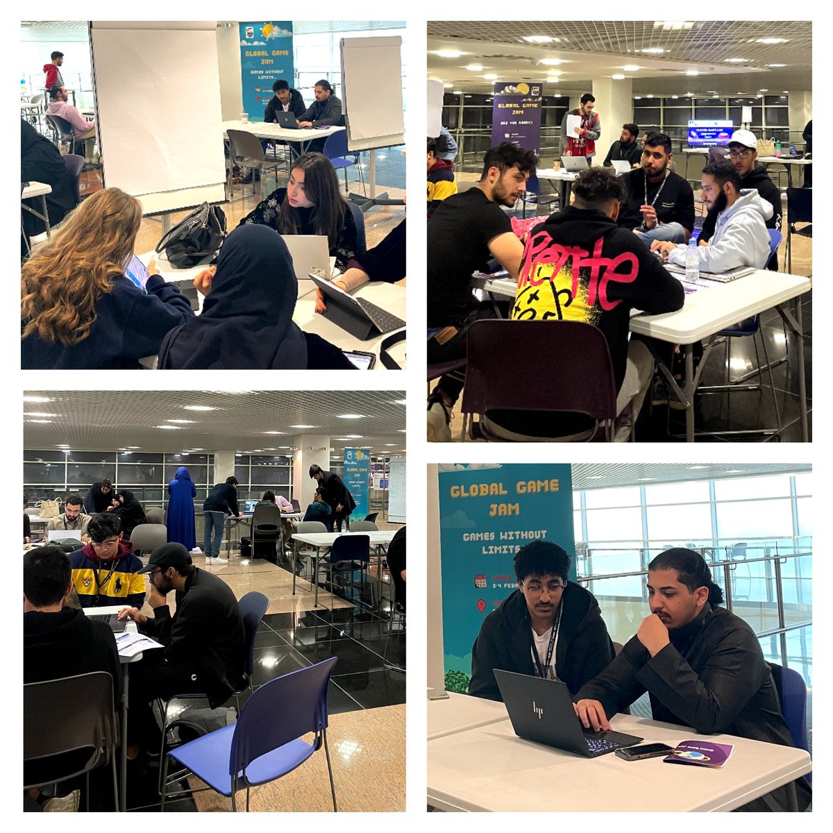 HCI_Lab's tweet photo. Another busy day of jamming @AlfaisalUniv's site for the Global #GameJam 🎮🕹️

With less than 24 hours to go, we can't wait for game showcase via https://t.co/saP3QAjgCu 

#GGJ2023 #SaudiGGJ https://t.co/9uB0YdI7Yn