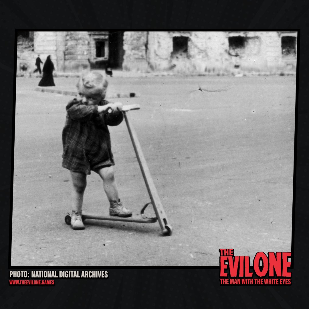 TheEvilOneGame's tweet photo. A girl on a scooter and in the background the ruins of the City Hall on Theater Square

#RedDeerGame #TheEvilOne #Tyrmand #Warsaw #oldschool https://t.co/Y4k2lnLcr9