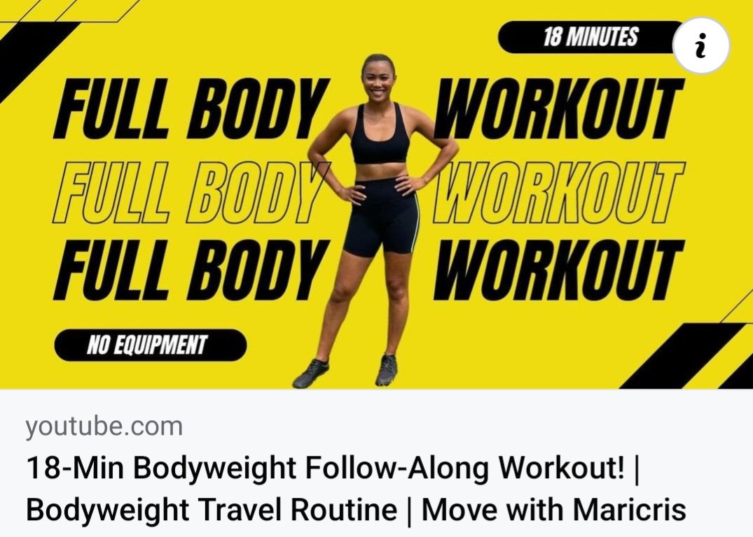 Maricris is a trainer on the @CentrFit app and I came across her @YouTube channel! This was my first workout on her channel! I love her workouts on Centr and loved this one!💪 #MoveWithMaricris #bodyweightworkout @maricrislapaix youtu.be/2UeWjShYpM8