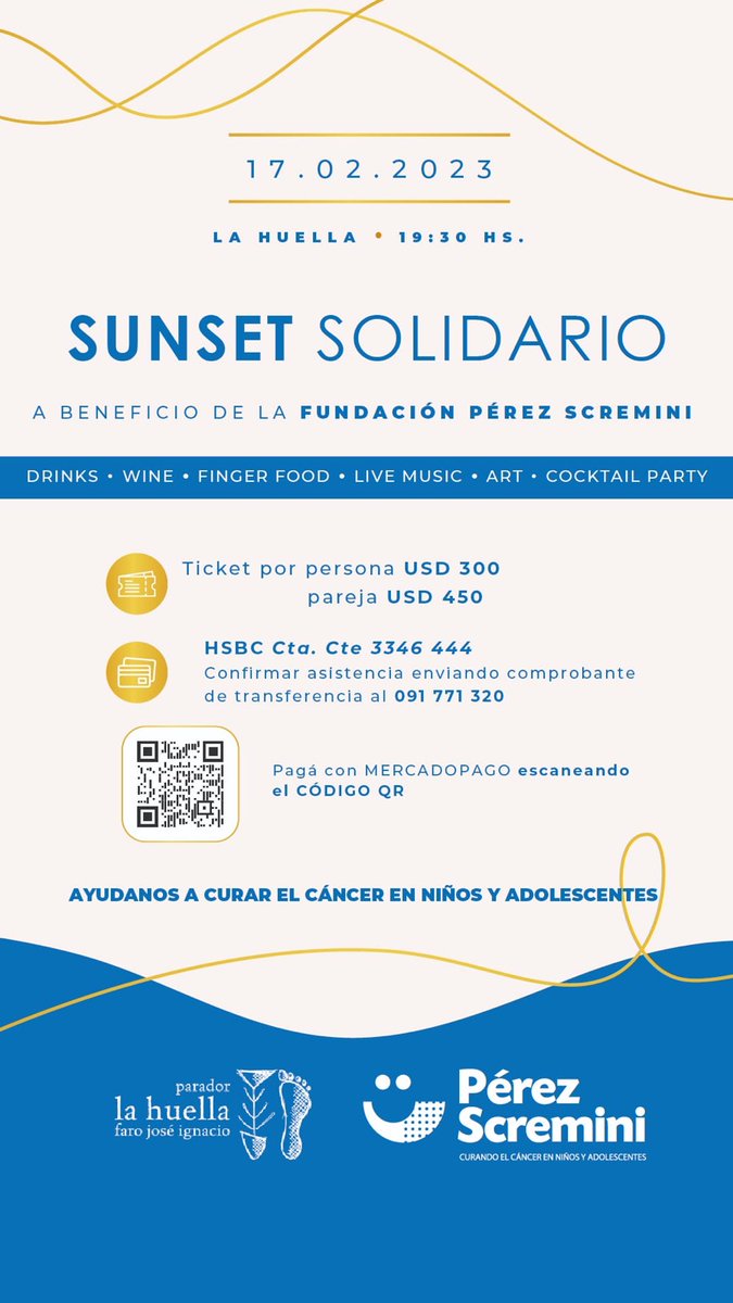 sfogel's tweet photo. Una excelente forma de apoyar esta importante causa como es la de la Pérez Scremini para curar el cáncer en niños y adolescentes. 17 de febrero en La Huella. https://t.co/EhXFQjMte0